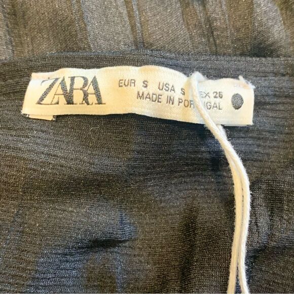 Zara Wrinkled Effect Maxi Skirt with Fringing Black Size Small - Picture 12 of 16